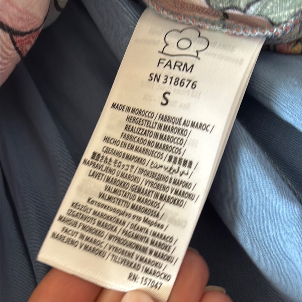 EUC Farm Rio Blue Floral Belted Dress Sz S - Picture 3 of 3